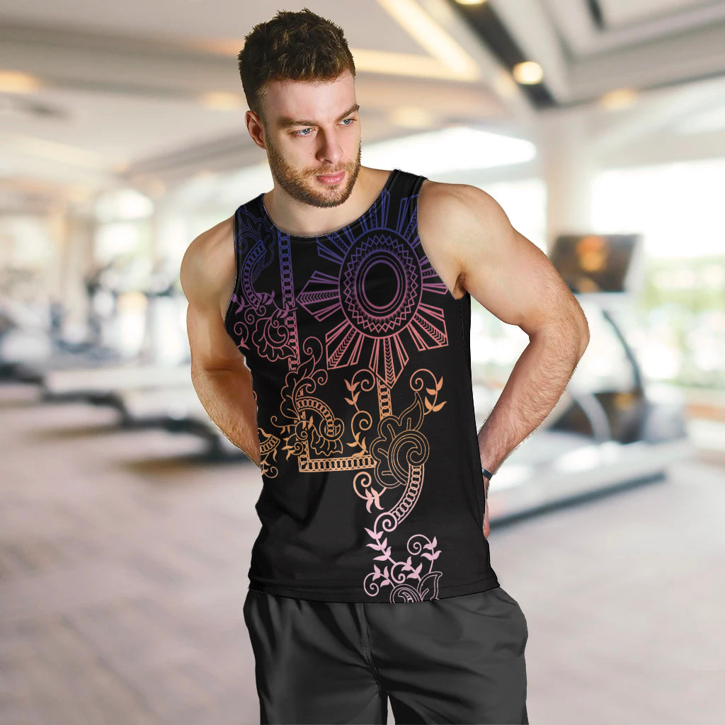 Filipino Sun Tribal Tattoo Men Tank Top Philippines Inspired Barong Pink Art LT9 Pink - Polynesian Pride