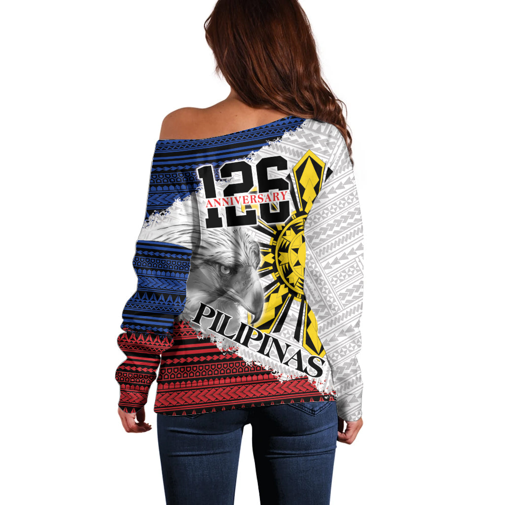 Philippines 126th Independence Day Off Shoulder Sweater Pilipinas Hunyo 12 Maligayang Araw ng Kalayaan LT9 - Polynesian Pride
