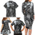 Pacific Beauty Girl Family Matching Long Sleeve Bodycon Dress and Hawaiian Shirt Black Polyneisan Tribal Vintage Motif