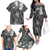 Pacific Beauty Girl Family Matching Off The Shoulder Long Sleeve Dress and Hawaiian Shirt Black Polyneisan Tribal Vintage Motif