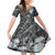 Pacific Beauty Girl Family Matching Short Sleeve Bodycon Dress and Hawaiian Shirt Black Polyneisan Tribal Vintage Motif