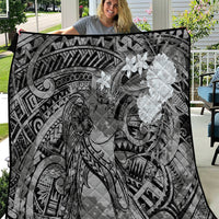 Pacific Beauty Girl Quilt Black Polyneisan Tribal Vintage Motif LT9 Black - Polynesian Pride