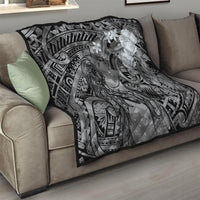 Pacific Beauty Girl Quilt Black Polyneisan Tribal Vintage Motif LT9 - Polynesian Pride