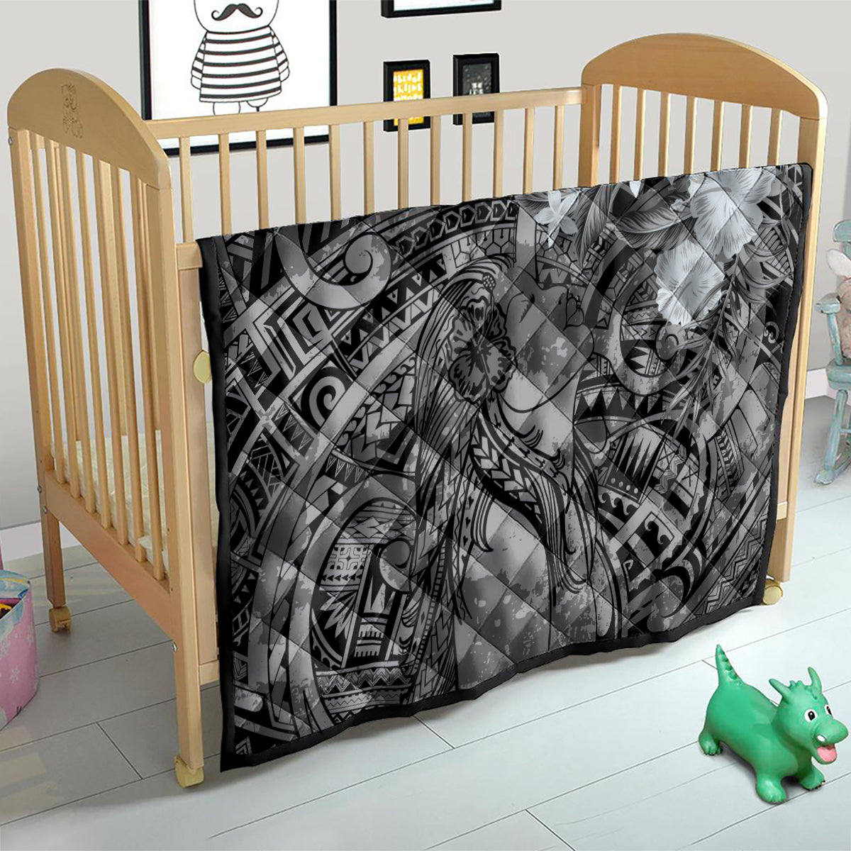 Pacific Beauty Girl Quilt Black Polyneisan Tribal Vintage Motif LT9 - Polynesian Pride