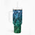 Pacific Beauty Girl Tumbler With Handle Blue Polyneisan Tribal Vintage Motif