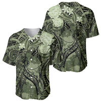 Pacific Beauty Girl Baseball Jersey Green Polyneisan Tribal Vintage Motif LT9 - Polynesian Pride