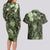 Pacific Beauty Girl Couples Matching Long Sleeve Bodycon Dress and Hawaiian Shirt Green Polyneisan Tribal Vintage Motif