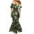 Pacific Beauty Girl Mermaid Dress Green Polyneisan Tribal Vintage Motif