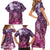 Pacific Beauty Girl Family Matching Short Sleeve Bodycon Dress and Hawaiian Shirt Pink Polyneisan Tribal Vintage Motif