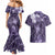 Pacific Beauty Girl Couples Matching Mermaid Dress and Hawaiian Shirt Violet Polyneisan Tribal Vintage Motif