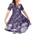 Pacific Beauty Girl Family Matching Long Sleeve Bodycon Dress and Hawaiian Shirt Violet Polyneisan Tribal Vintage Motif