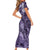 Pacific Beauty Girl Family Matching Short Sleeve Bodycon Dress and Hawaiian Shirt Violet Polyneisan Tribal Vintage Motif