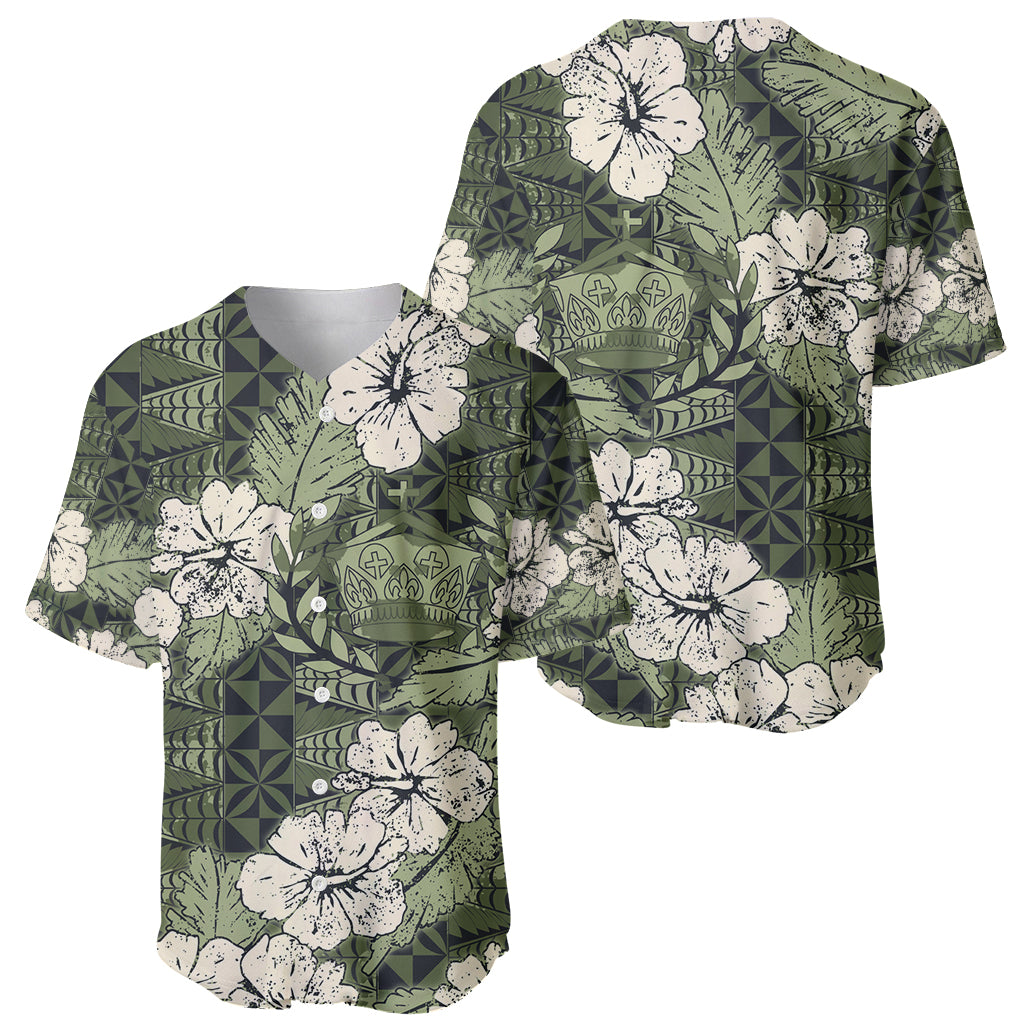 Tongan Kupesi Ngatu Hibiscus Vintage Motif Baseball Jersey LT9 - Polynesian Pride