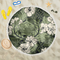 Tongan Kupesi Ngatu Hibiscus Vintage Motif Beach Blanket - LT9 One Size 150cm Green - Polynesian Pride