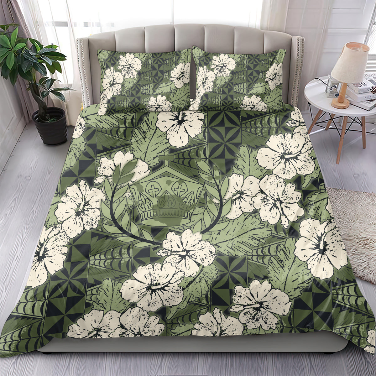 Tongan Kupesi Ngatu Hibiscus Vintage Motif Bedding Set LT9 - Polynesian Pride