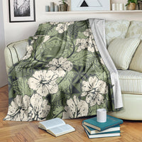 Tongan Kupesi Ngatu Hibiscus Vintage Motif Blanket LT9 Green - Polynesian Pride
