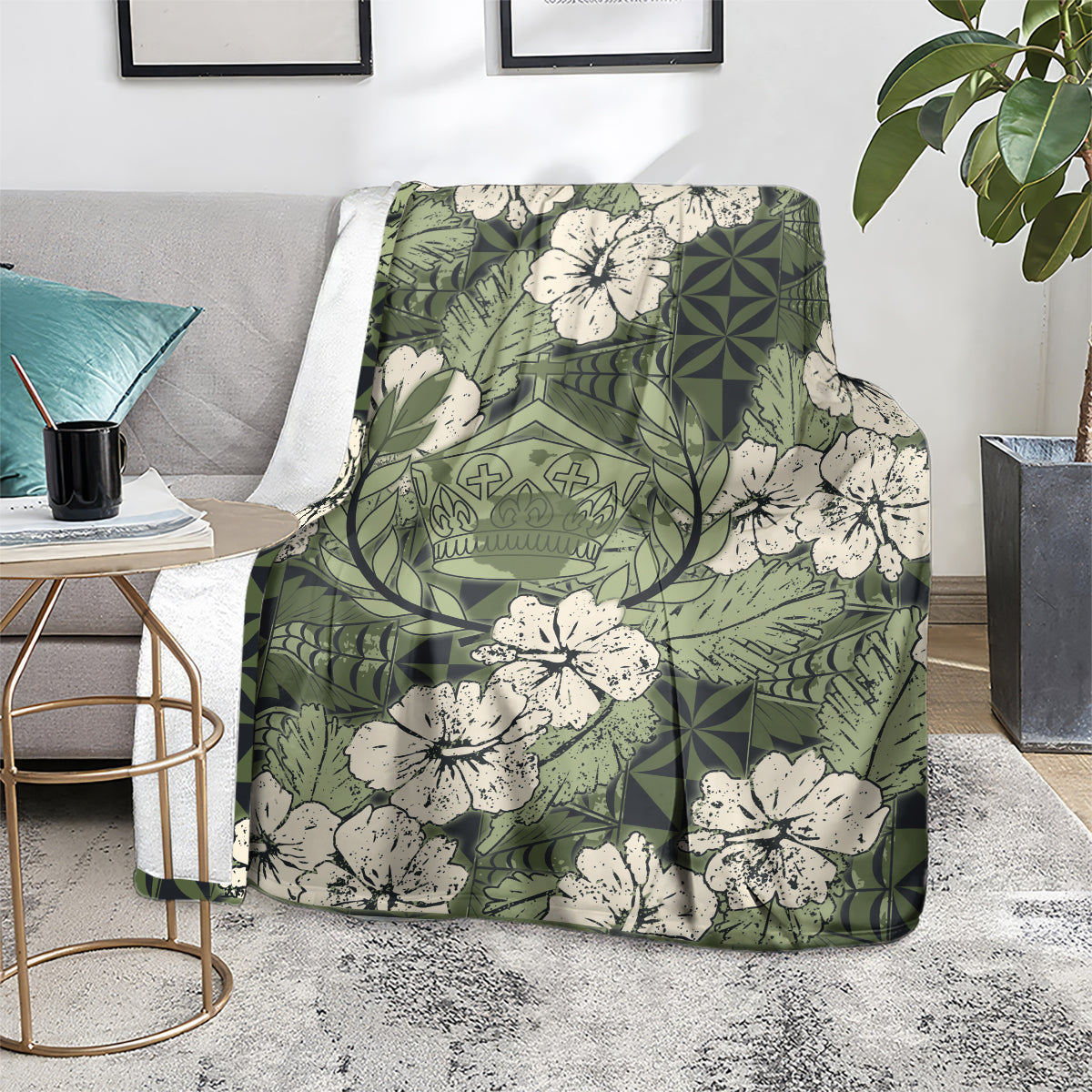Tongan Kupesi Ngatu Hibiscus Vintage Motif Blanket LT9 - Polynesian Pride