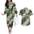 Tongan Kupesi Ngatu Hibiscus Vintage Motif Couples Matching Off The Shoulder Long Sleeve Dress and Hawaiian Shirt