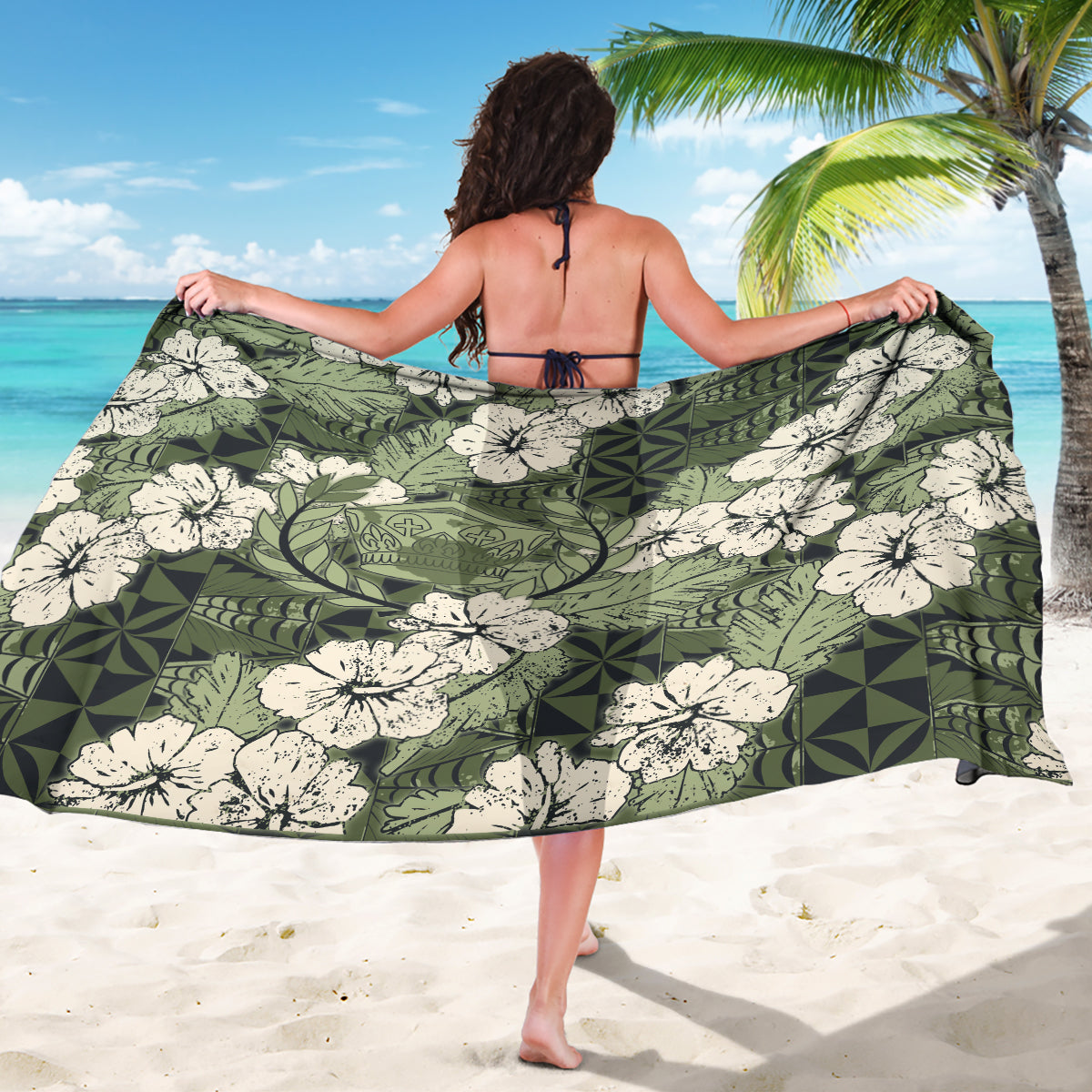 Tongan Kupesi Ngatu Hibiscus Vintage Motif Sarong LT9 - Polynesian Pride