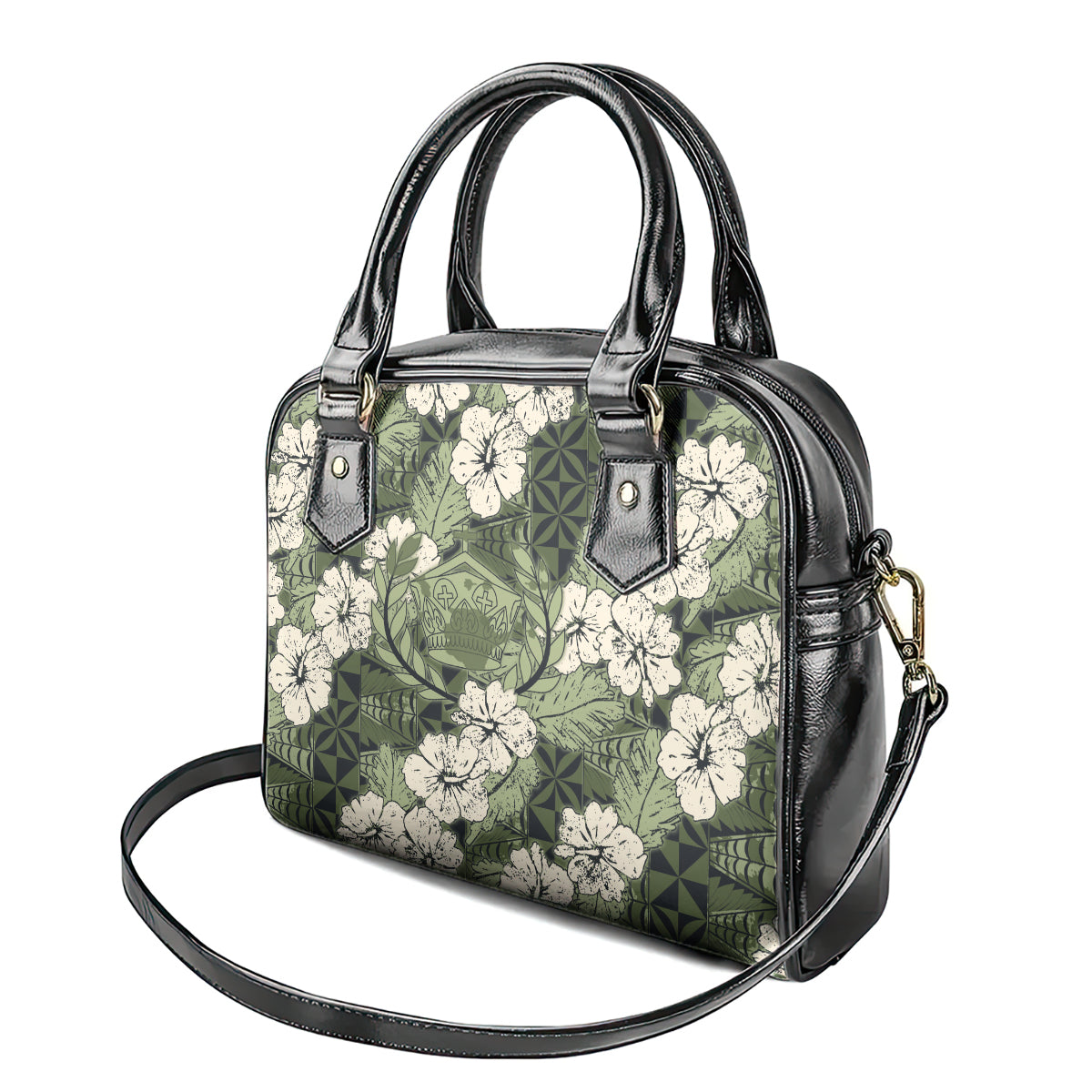 Tongan Kupesi Ngatu Hibiscus Vintage Motif Shoulder Handbag LT9 - Polynesian Pride
