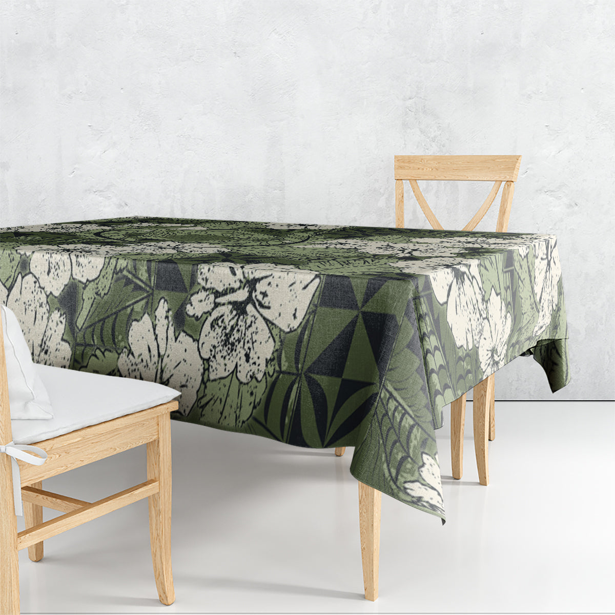 Tongan Kupesi Ngatu Hibiscus Vintage Motif Tablecloth LT9 - Polynesian Pride