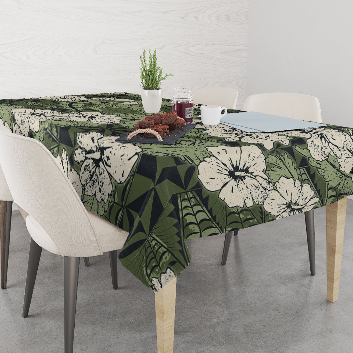 Tongan Kupesi Ngatu Hibiscus Vintage Motif Tablecloth LT9 - Polynesian Pride