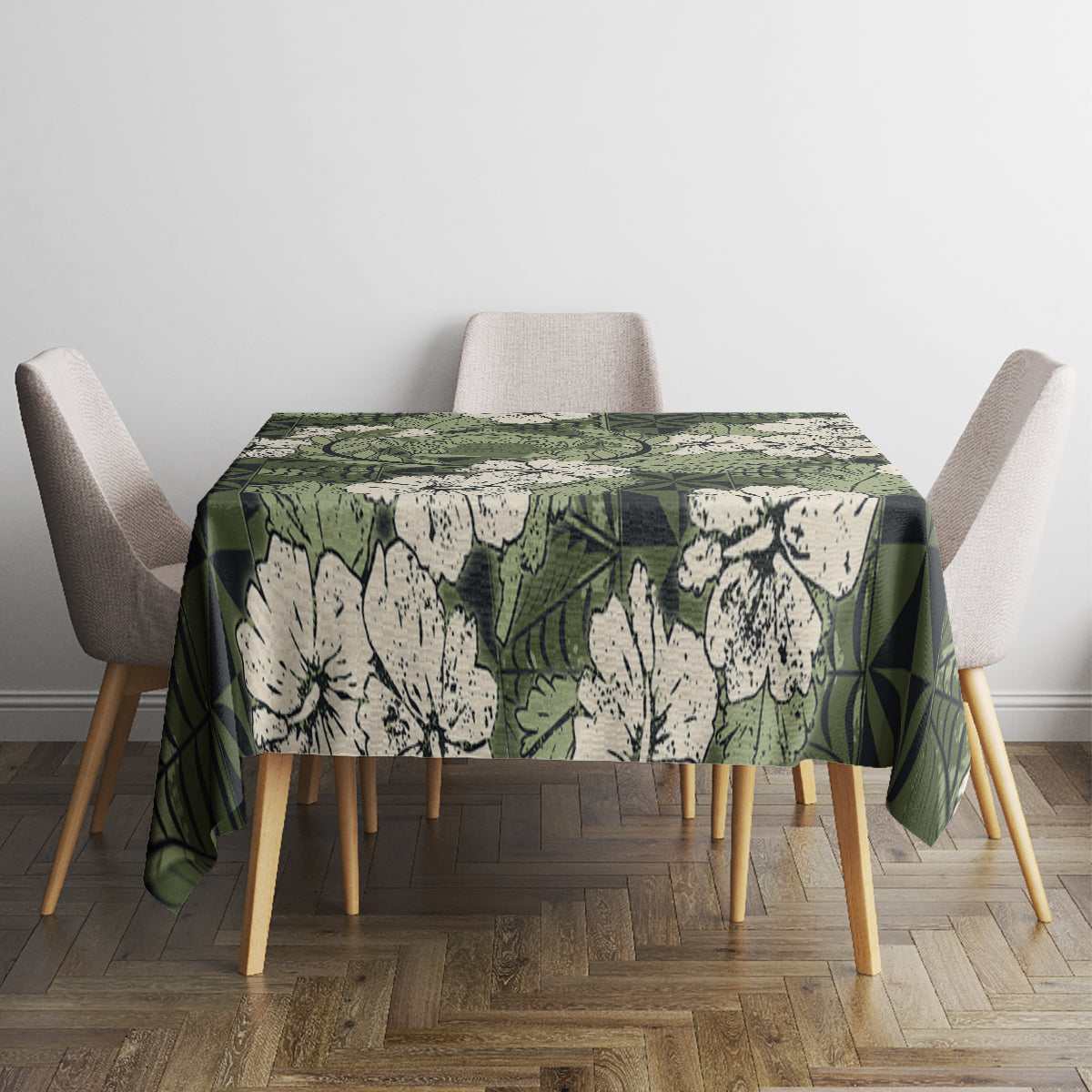 Tongan Kupesi Ngatu Hibiscus Vintage Motif Tablecloth LT9 - Polynesian Pride