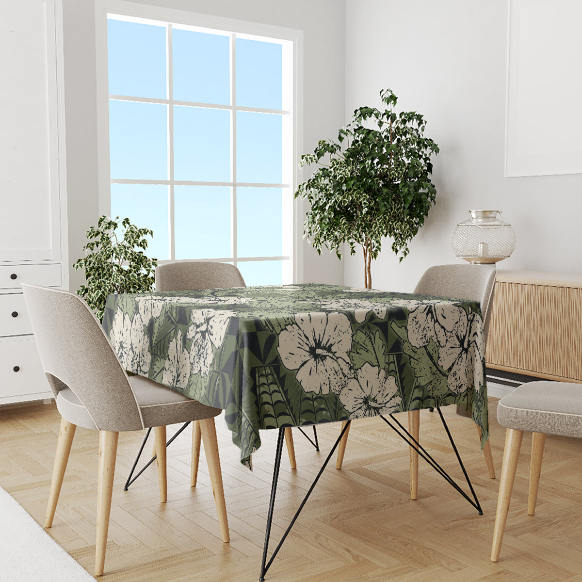 Tongan Kupesi Ngatu Hibiscus Vintage Motif Tablecloth LT9 - Polynesian Pride