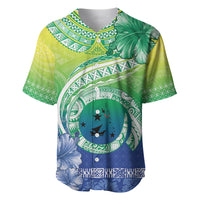 Malpampa Vanuatu Baseball Jersey Hibiscus Sand Drawing with Pacific Pattern LT9 Green Art - Polynesian Pride
