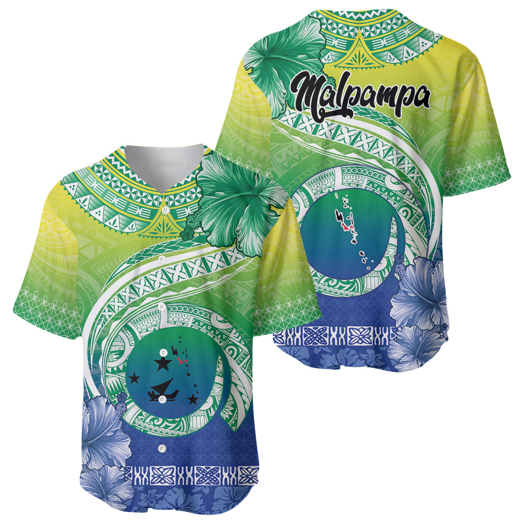 Malpampa Vanuatu Baseball Jersey Hibiscus Sand Drawing with Pacific Pattern LT9 - Polynesian Pride