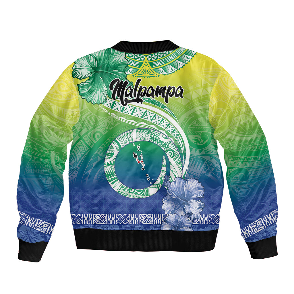 Malpampa Vanuatu Bomber Jacket Hibiscus Sand Drawing with Pacific Pattern LT9 - Polynesian Pride