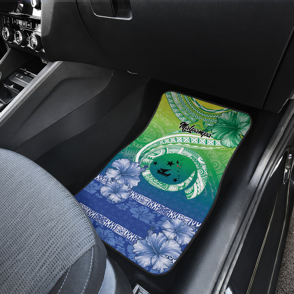 Malpampa Vanuatu Car Mats Hibiscus Sand Drawing with Pacific Pattern LT9 - Polynesian Pride