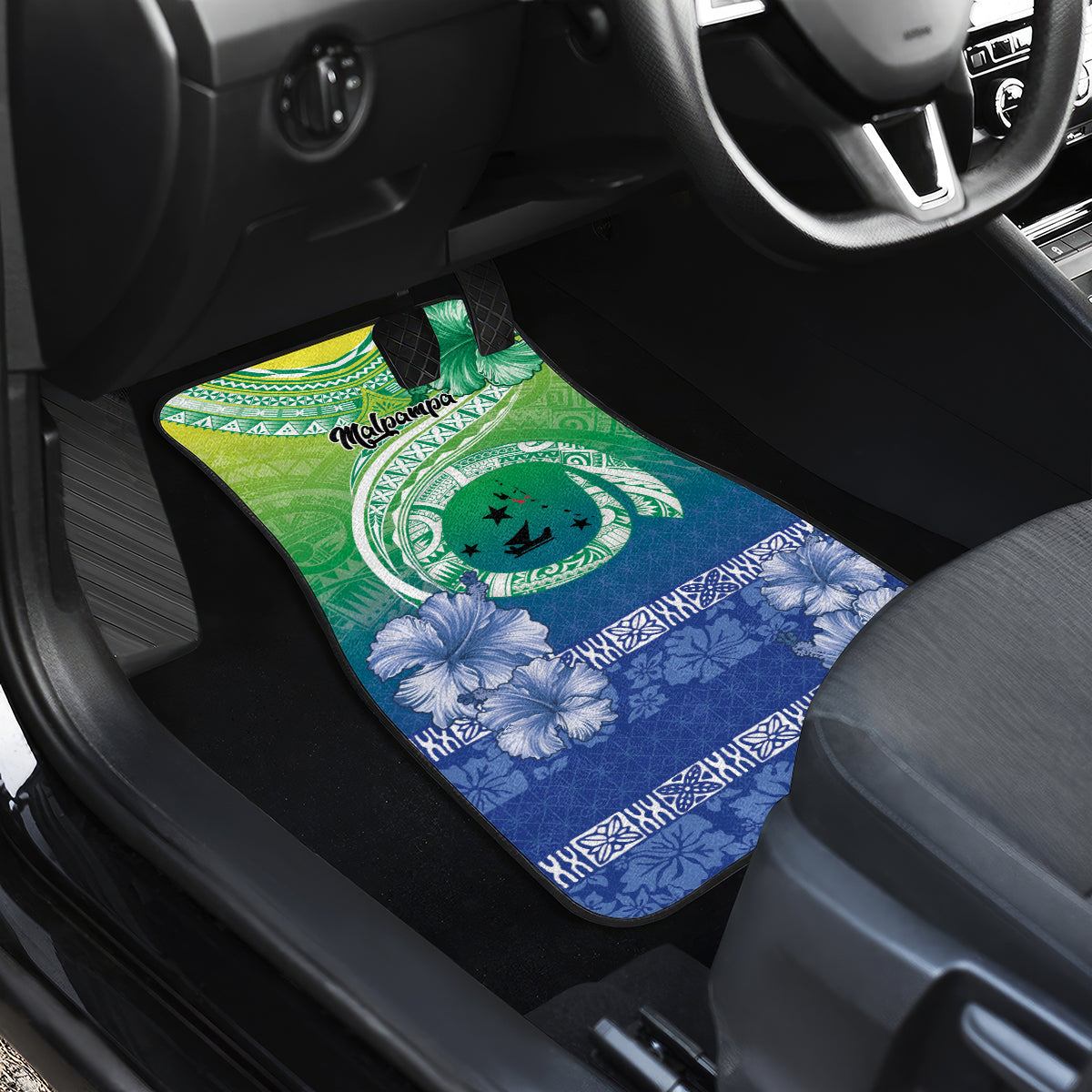 Malpampa Vanuatu Car Mats Hibiscus Sand Drawing with Pacific Pattern LT9 - Polynesian Pride
