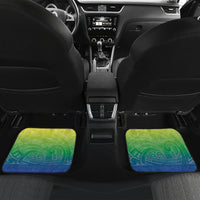 Malpampa Vanuatu Car Mats Hibiscus Sand Drawing with Pacific Pattern LT9 Set 2pcs - Back Green Art - Polynesian Pride