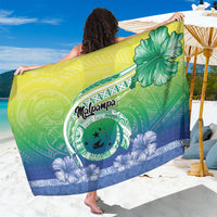 Malpampa Vanuatu Sarong Hibiscus Sand Drawing with Pacific Pattern LT9 One Size 44 x 66 inches Green Art - Polynesian Pride