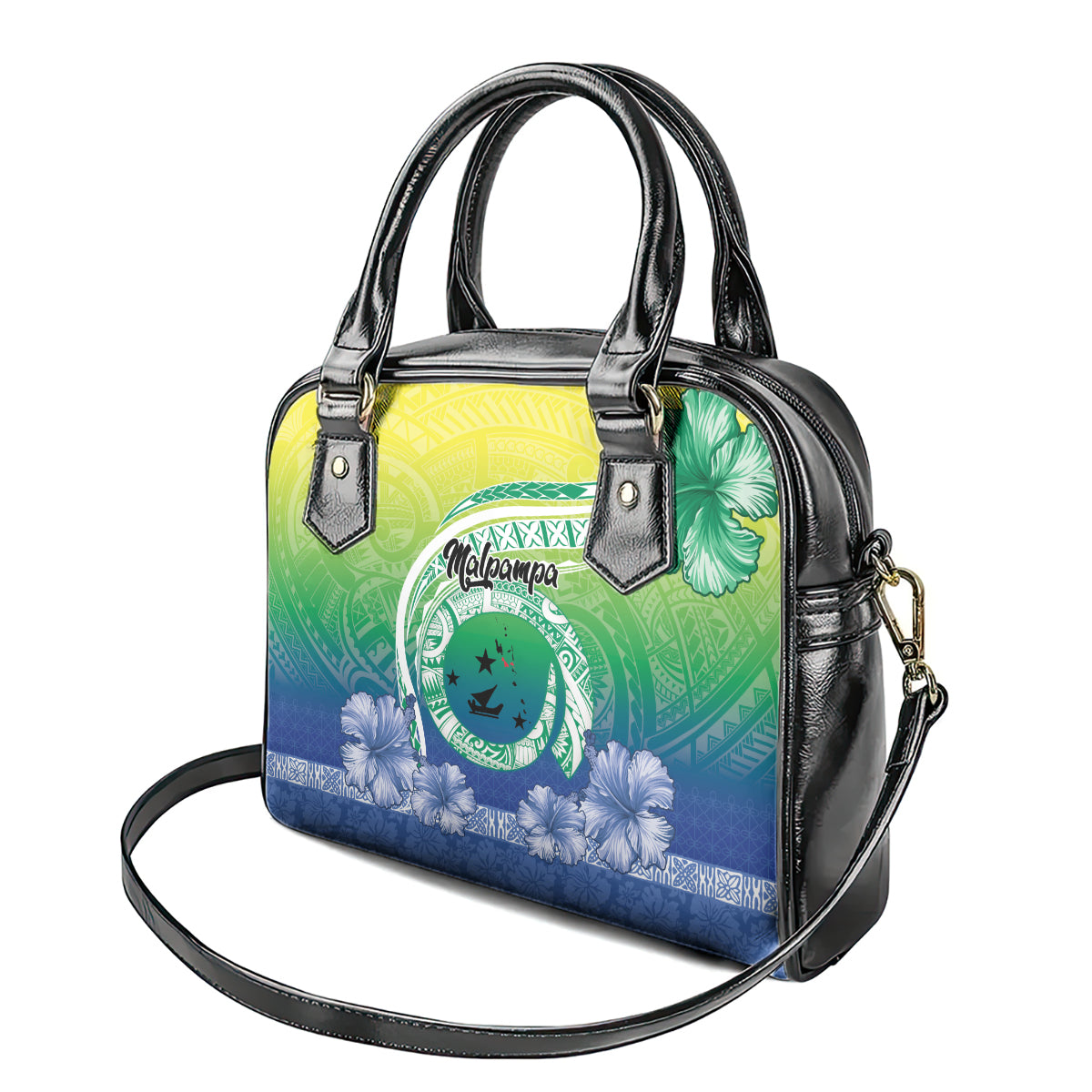 Malpampa Vanuatu Shoulder Handbag Hibiscus Sand Drawing with Pacific Pattern LT9 - Polynesian Pride