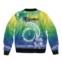 Malpampa Vanuatu Sleeve Zip Bomber Jacket Hibiscus Sand Drawing with Pacific Pattern LT9 - Polynesian Pride