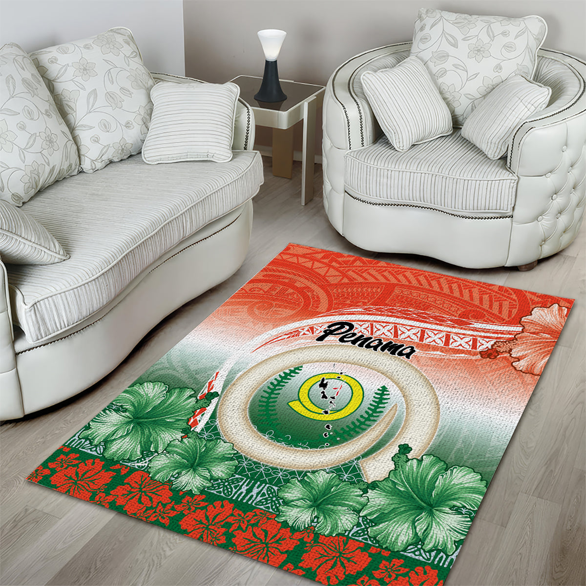 Penama Vanuatu Area Rug Hibiscus Sand Drawing with Pacific Pattern LT9 - Polynesian Pride