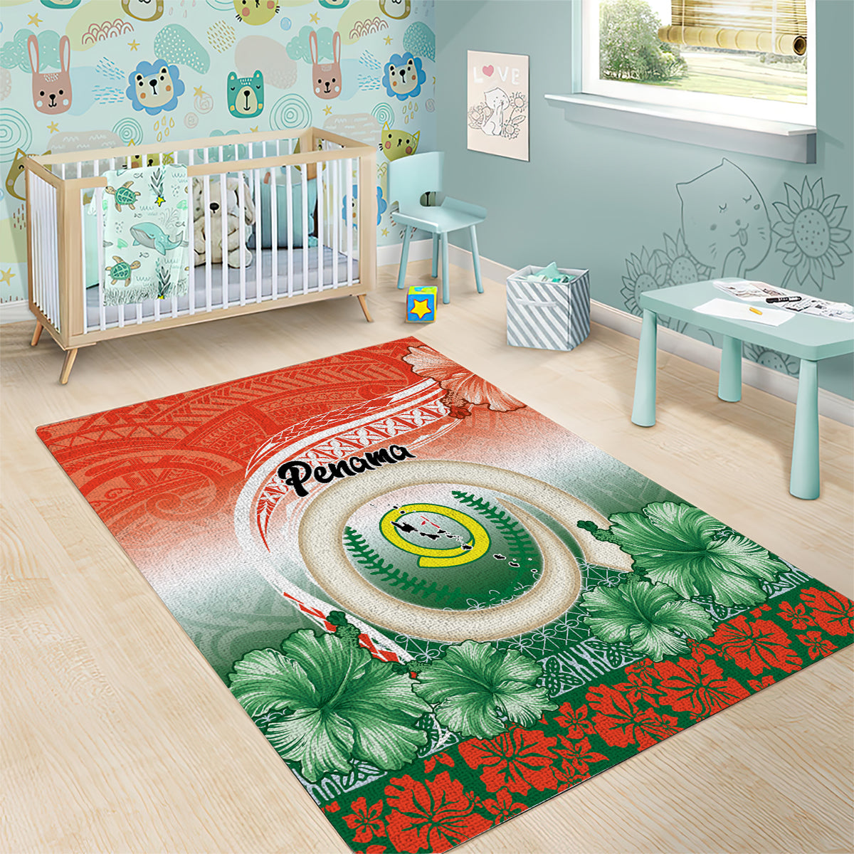 Penama Vanuatu Area Rug Hibiscus Sand Drawing with Pacific Pattern LT9 - Polynesian Pride