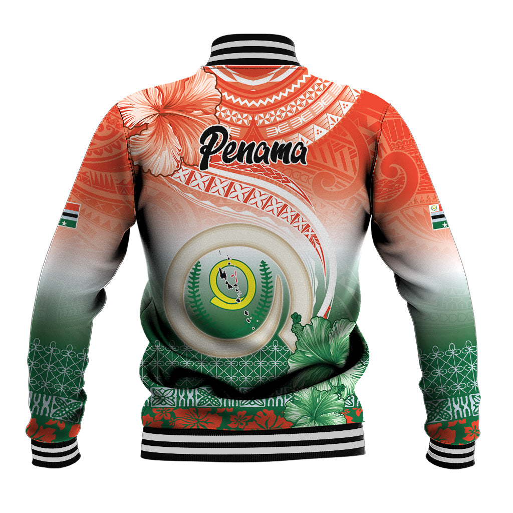 Penama Vanuatu Baseball Jacket Hibiscus Sand Drawing with Pacific Pattern LT9 - Polynesian Pride