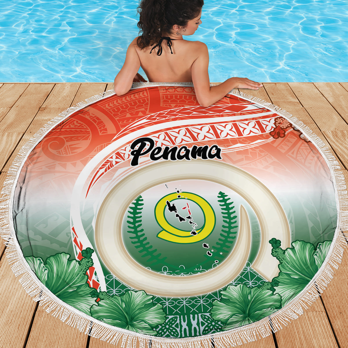 Penama Vanuatu Beach Blanket Hibiscus Sand Drawing with Pacific Pattern LT9 - Polynesian Pride