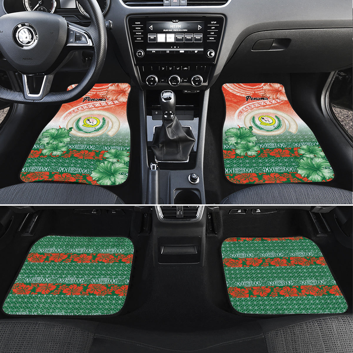 Penama Vanuatu Car Mats Hibiscus Sand Drawing with Pacific Pattern LT9 Set 4pcs Red Art - Polynesian Pride