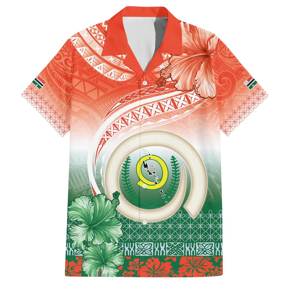 Penama Vanuatu Hawaiian Shirt Hibiscus Sand Drawing with Pacific Pattern LT9 Red Art - Polynesian Pride
