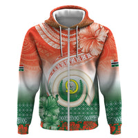 Penama Vanuatu Hoodie Hibiscus Sand Drawing with Pacific Pattern LT9 Zip Hoodie Red Art - Polynesian Pride