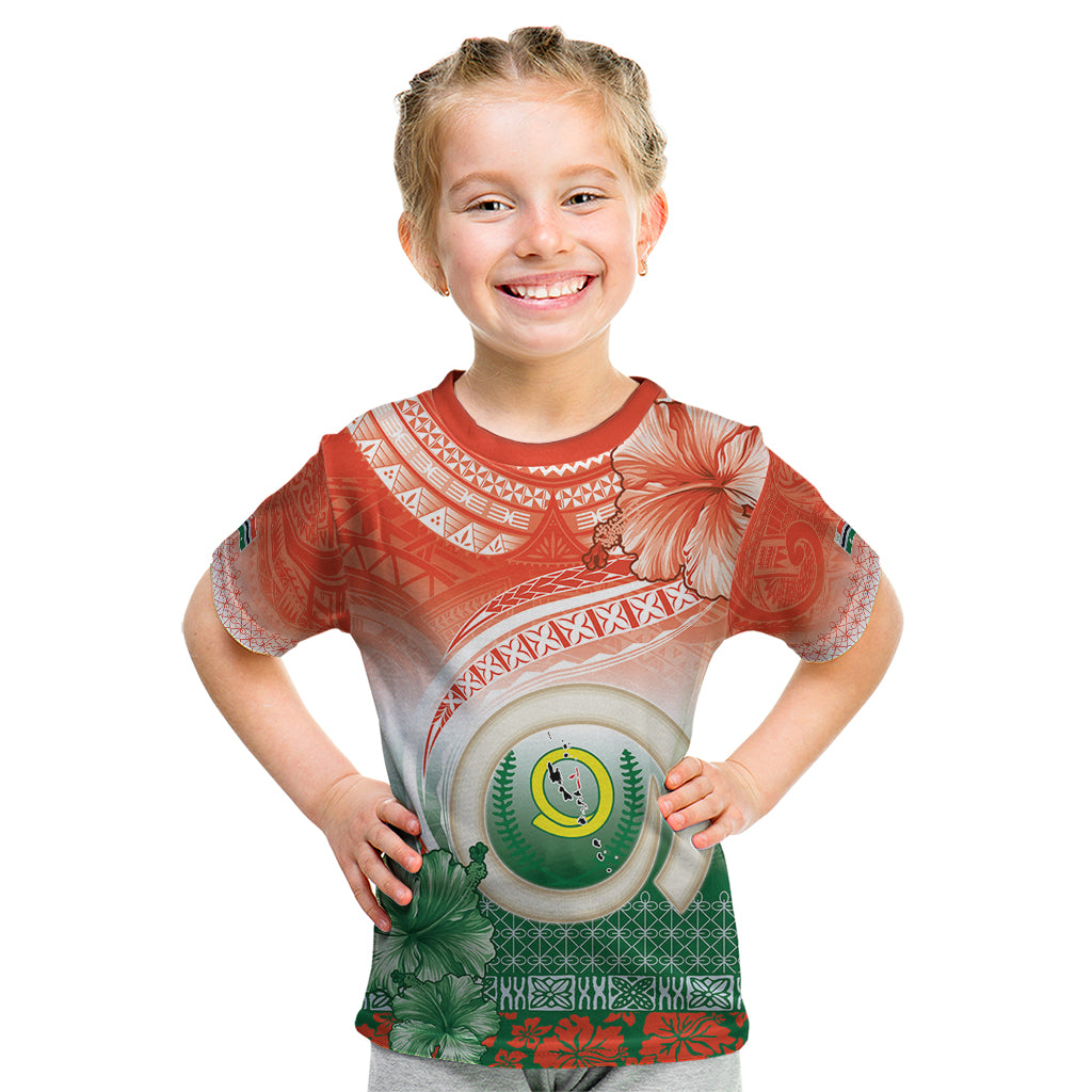 Penama Vanuatu Kid T Shirt Hibiscus Sand Drawing with Pacific Pattern LT9 Red Art - Polynesian Pride