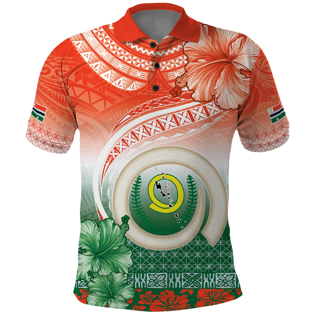 Penama Vanuatu Polo Shirt Hibiscus Sand Drawing with Pacific Pattern LT9 Red Art - Polynesian Pride