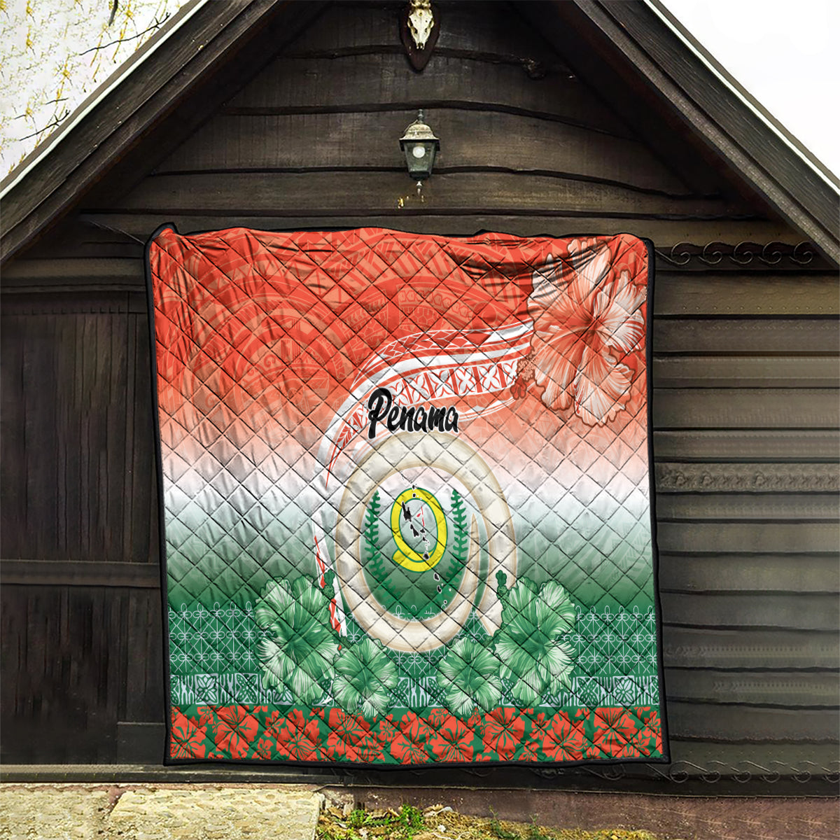 Penama Vanuatu Quilt Hibiscus Sand Drawing with Pacific Pattern LT9 - Polynesian Pride