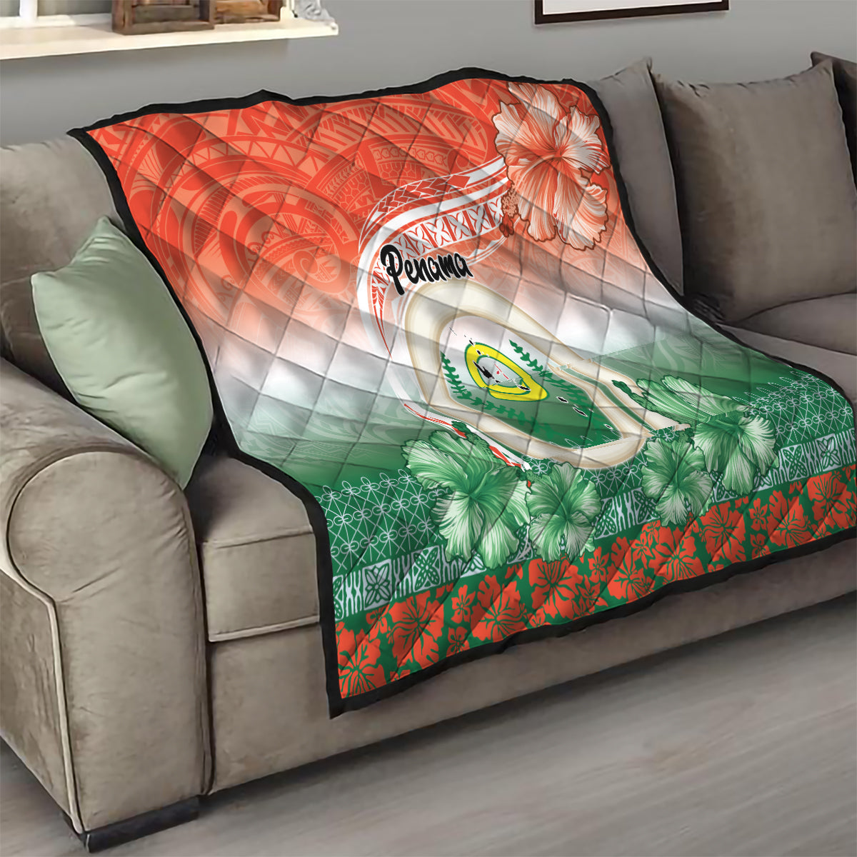 Penama Vanuatu Quilt Hibiscus Sand Drawing with Pacific Pattern LT9 - Polynesian Pride