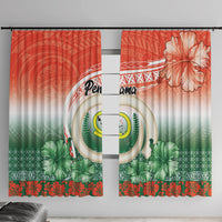 Penama Vanuatu Window Curtain Hibiscus Sand Drawing with Pacific Pattern LT9 With Hooks Red Art - Polynesian Pride