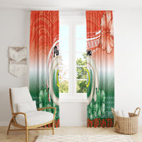 Penama Vanuatu Window Curtain Hibiscus Sand Drawing with Pacific Pattern LT9 - Polynesian Pride